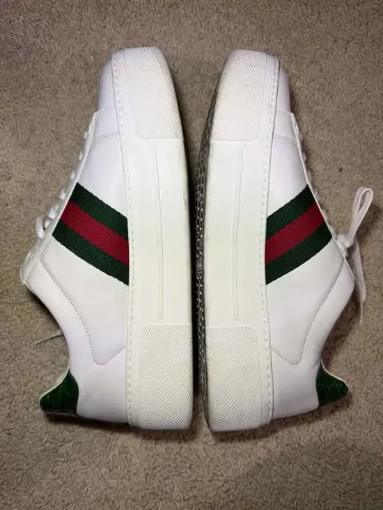 Gucci Women's Ace Platform Sneakers with Web Stripe and Green Croc Trim size 40 - Picture 6 of 8
